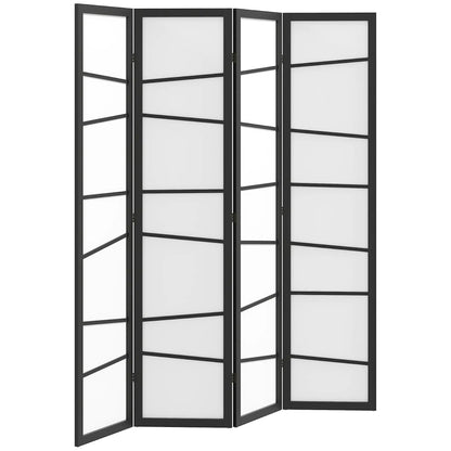 5.6ft Folding Room Divider, 4 Panel Wood Frame, White Room Dividers at Gallery Canada