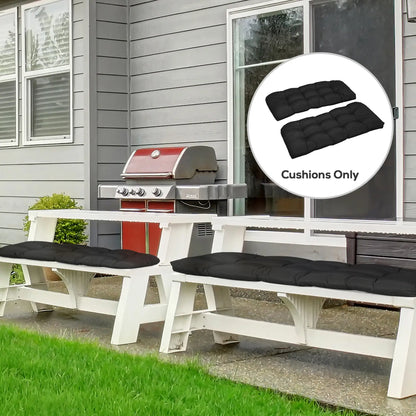 Patio Bench Replacement Cushions, Set of 2, 43" x 19" x 3", Black Patio Chair Cushions at Gallery Canada