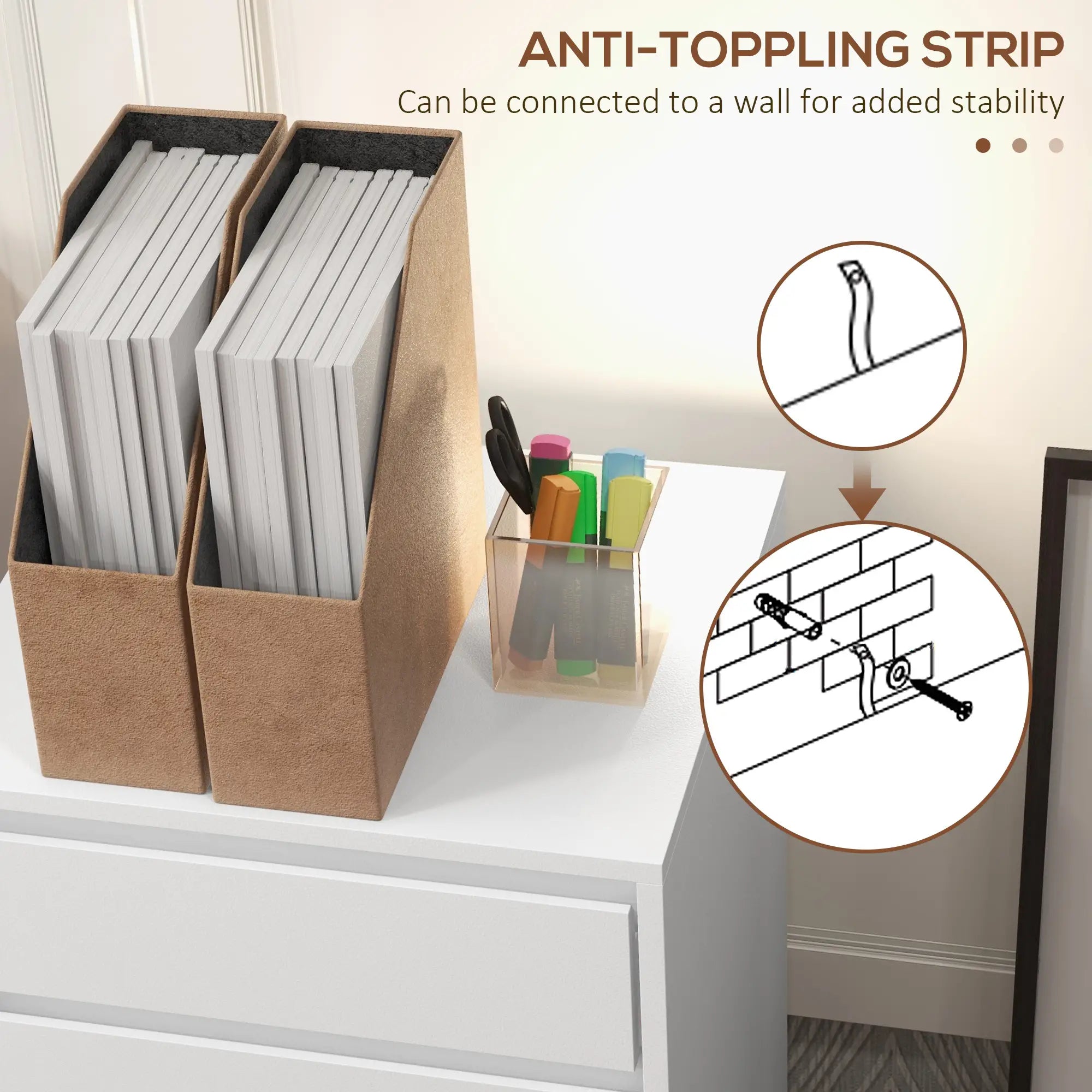 4 Drawer File Cabinet, Vertical Filing with Wheels, Printer Stand, White Office Cabinets & Cupboards at Gallery Canada