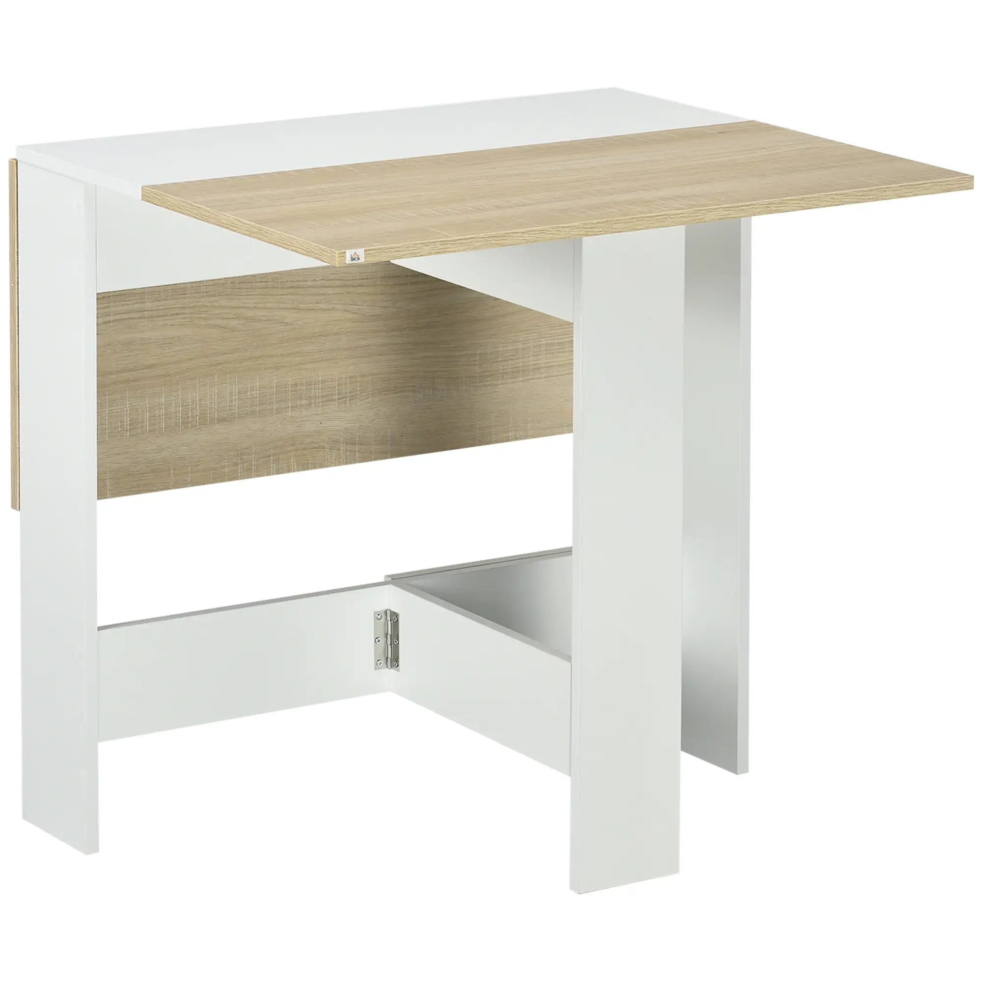 Drop Leaf Dining Table, Folding Wood Table, Multi-Use Side Table, White/Oak, White, Oak Bar Tables & Dining Tables at Gallery Canada