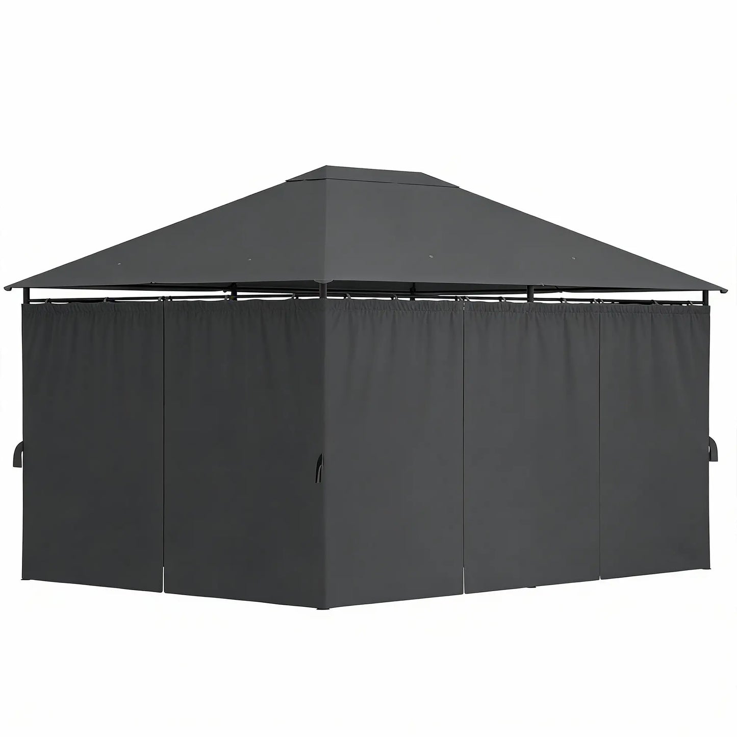 13'x10' Steel Patio Gazebo Canopy, 6 Removable Curtains, Dark Grey Gazebos Grey and Black Frame, Dark Grey at Gallery Canada