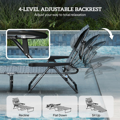 Folding Lounge Chair, Reclining Back, Mixed Grey, Grey Lounger Chairs at Gallery Canada