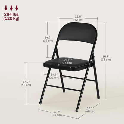 Set of 2 Metal Foldable Chairs, PU Leather Padded, Black Bar Stools at Gallery Canada