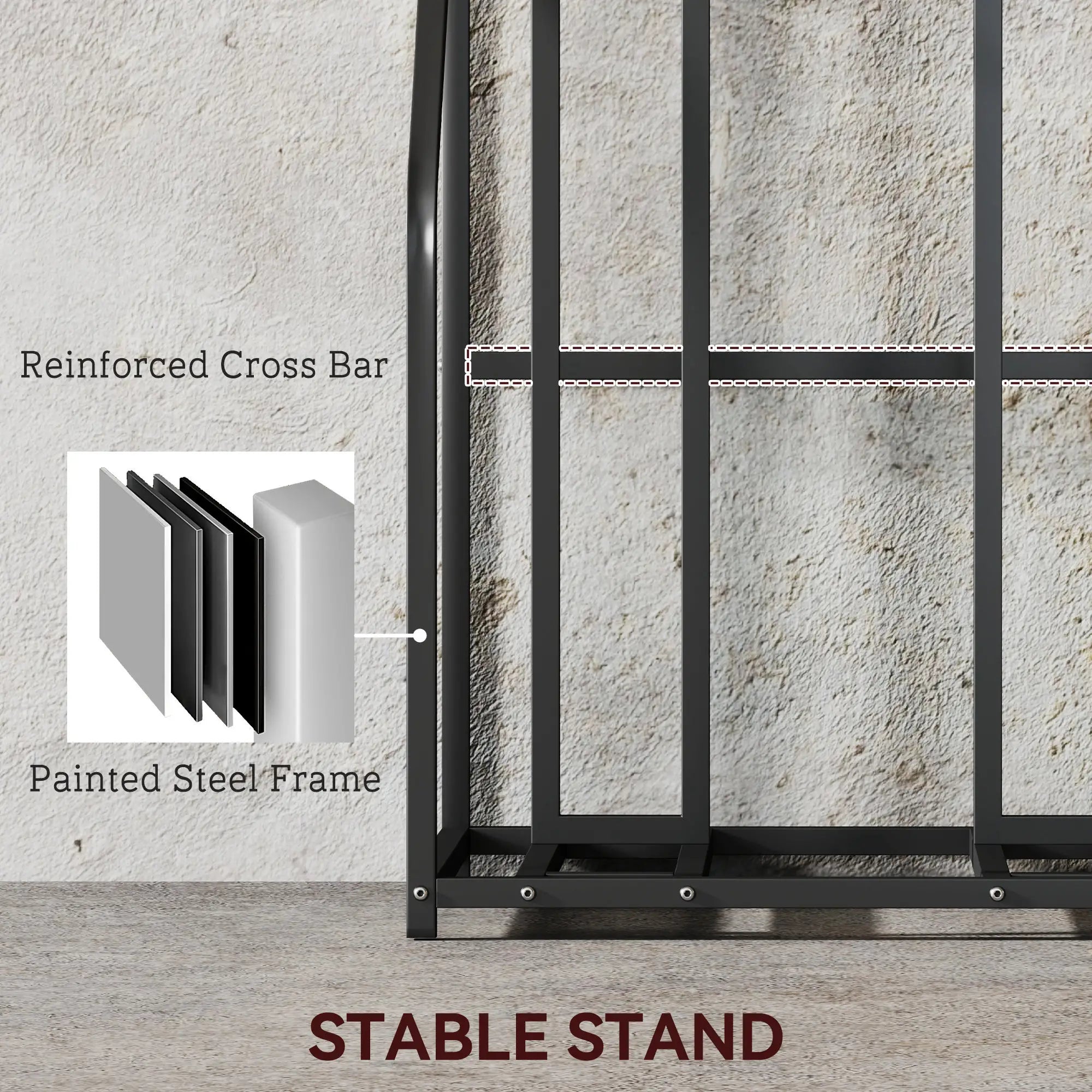 3 Bike Stand, Metal Floor Storage Rack with Basket, Hooks, Black Bike Parking Stands at Gallery Canada