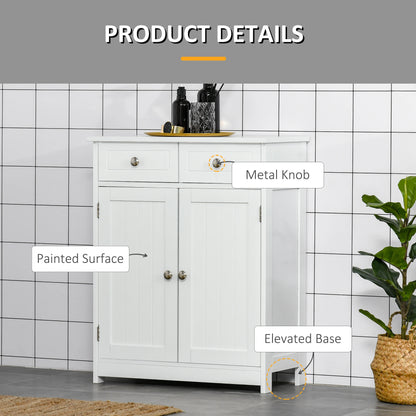 Freestanding Bathroom Cabinet, 2 Door, 2 Drawers, Adjustable Shelf, White Bathroom Cabinets at Gallery Canada