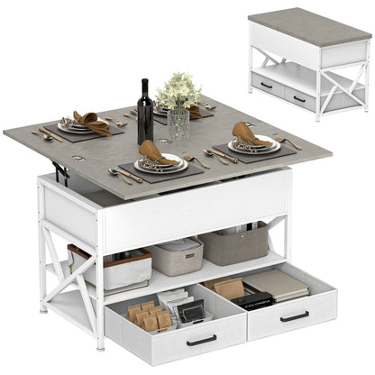 Modern Coffee Table, Lift Top with Fabric Drawers, Hidden Storage, Cement Grey Coffee Tables at Gallery Canada