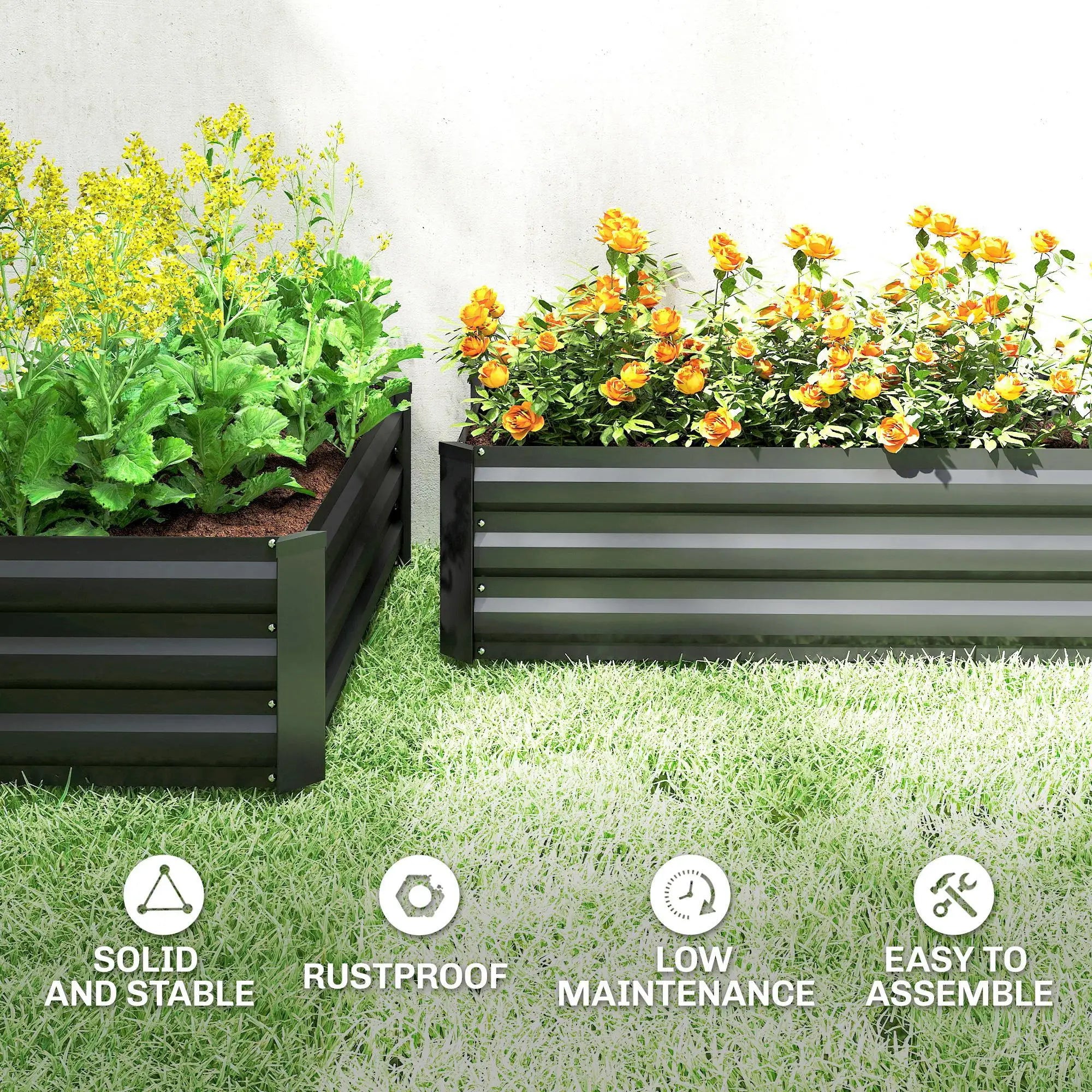 Galvanized Raised Garden Beds, Outdoor Planter Box, Black Galvanized Planter Boxes at Gallery Canada