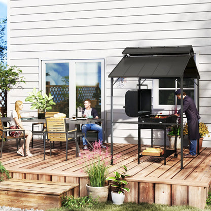 8 x 5ft Hardtop Grill Gazebo, Double Metal Roof, 2 Side Shelves, 10 Hooks BBQ Grill Gazebos at Gallery Canada