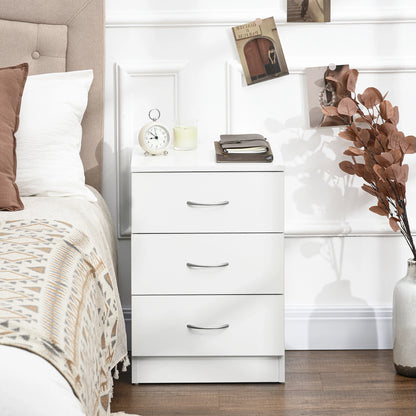 Modern Wood Nightstand, 3 Drawers, Anti-Tipping, Set of 2, White Bedside Tables at Gallery Canada