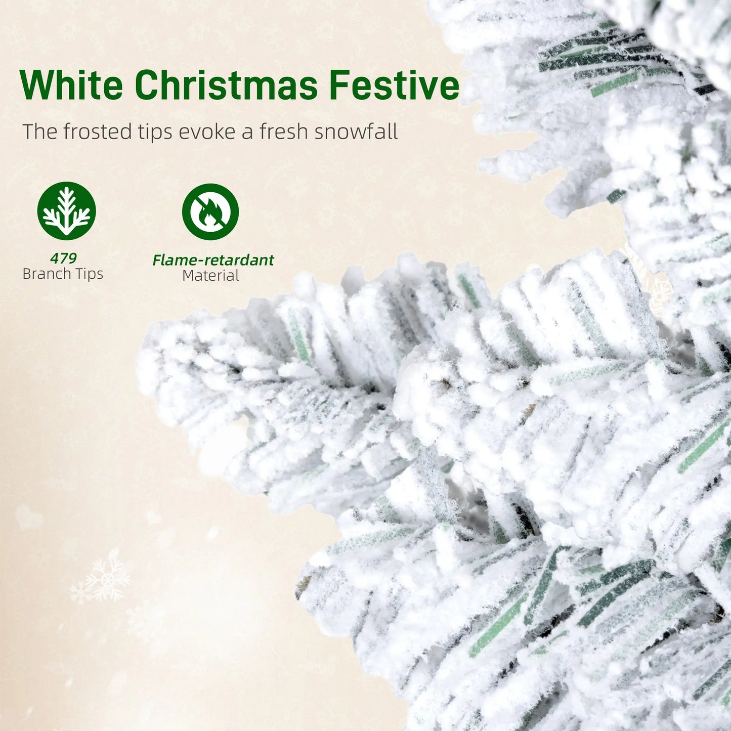 6ft Flocked Christmas Tree, Dual Colour LED Light, 11 Modes, Easy Assembly, Dual Colour Flocked Christmas Trees at Gallery Canada