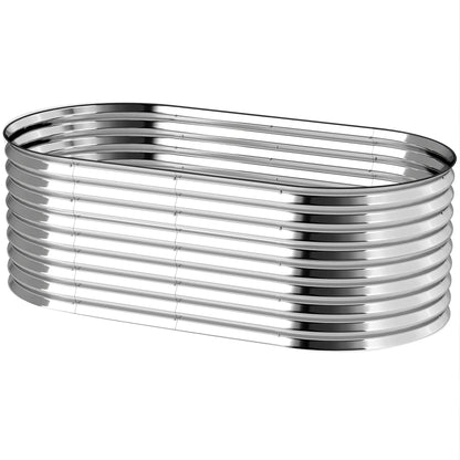 5 x 2.5 x 2ft Galvanized Raised Garden Bed, Oval Planter Box, Silver Raised Garden Beds Silver at Gallery Canada