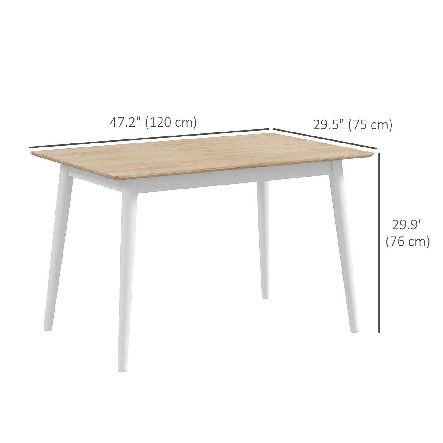 47" x 30" Dining Table, Farmhouse Dining Room Table with Pine Wood Frame and Angled Legs, Natural Bar Tables & Dining Tables at Gallery Canada