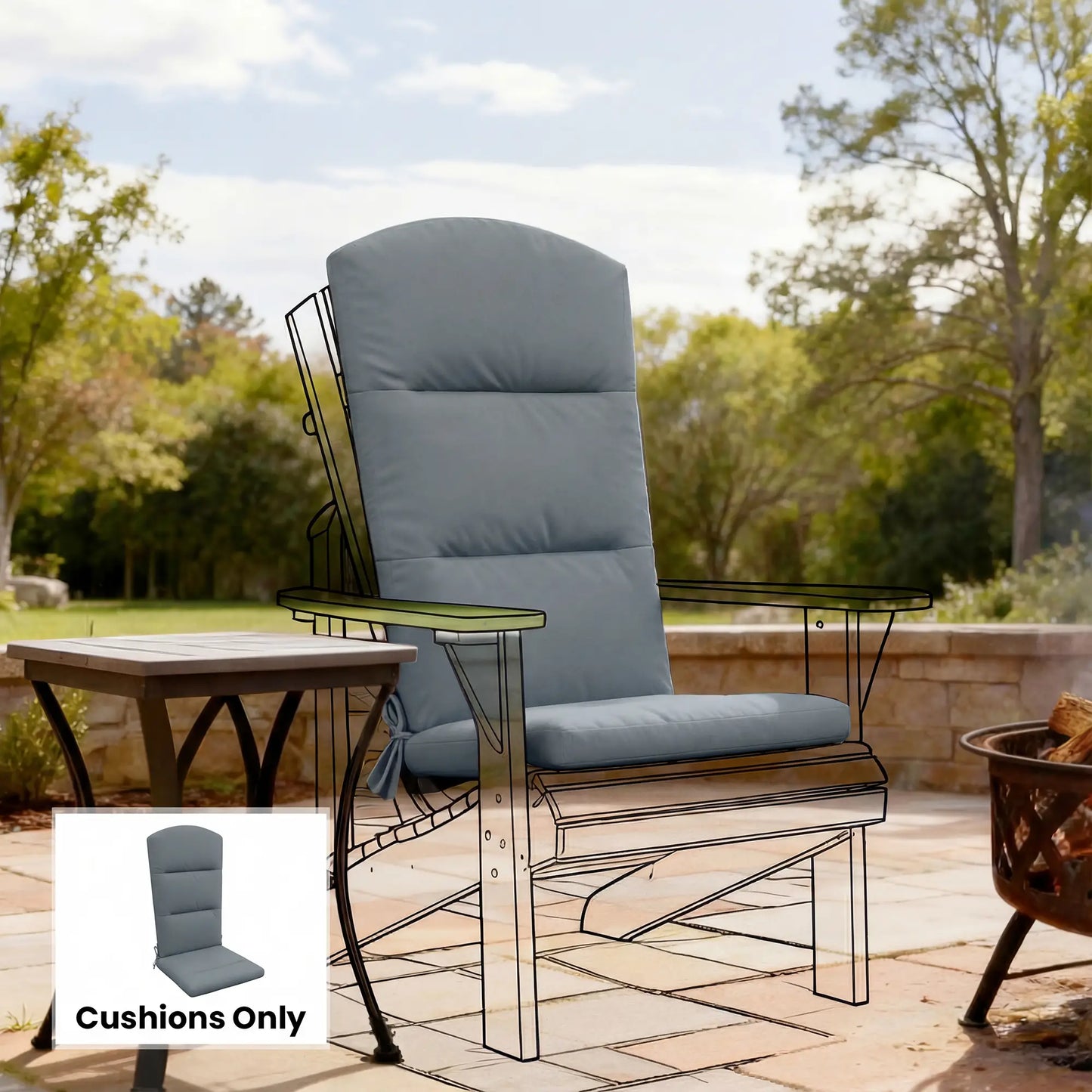 Adirondack Chair Cushion, Replacement With Back And Ties, Dark Grey Patio Chair Cushions at Gallery Canada