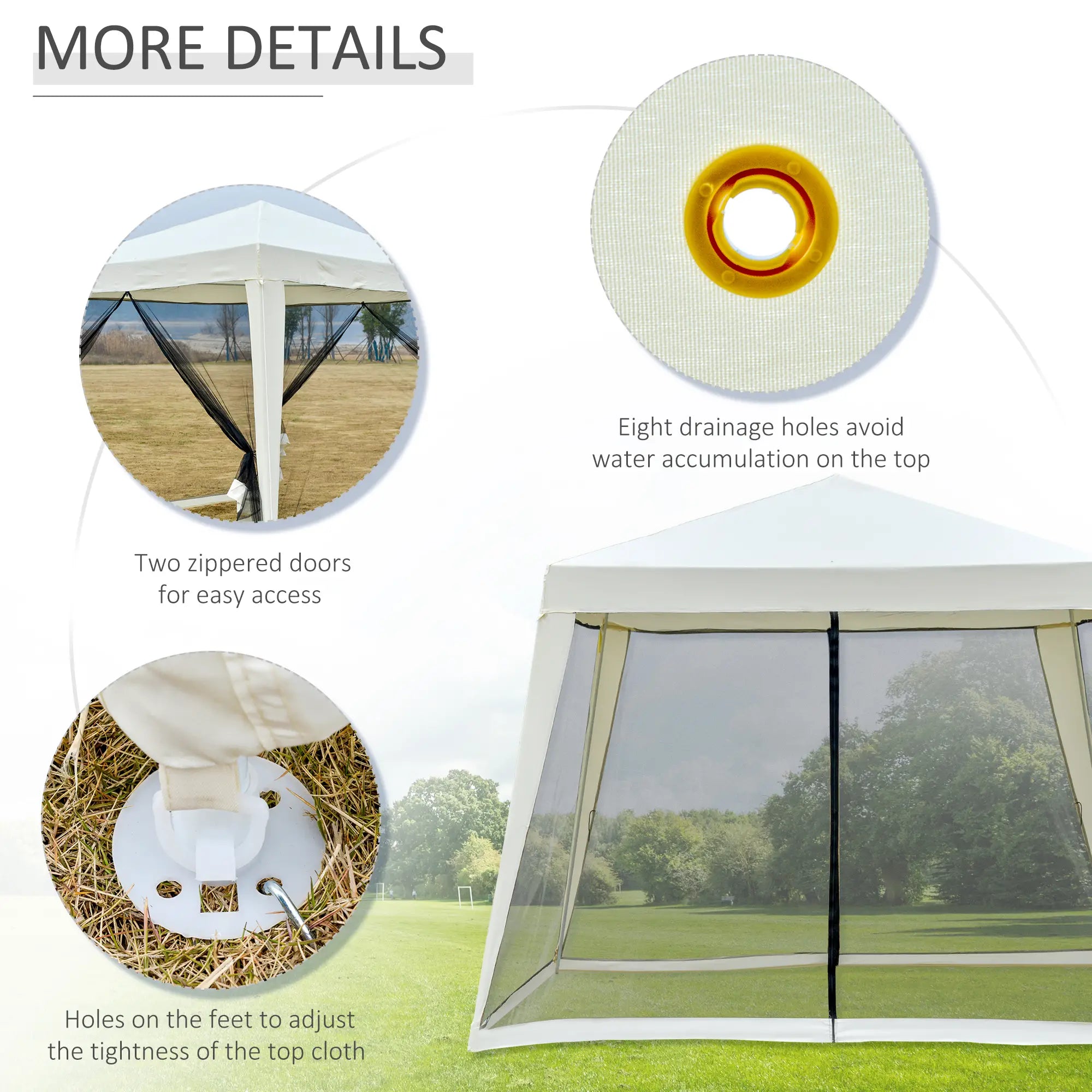 10x10ft Party Tent Canopy with Netting, Outdoor Gazebo, Beige Canopy Tents at Gallery Canada
