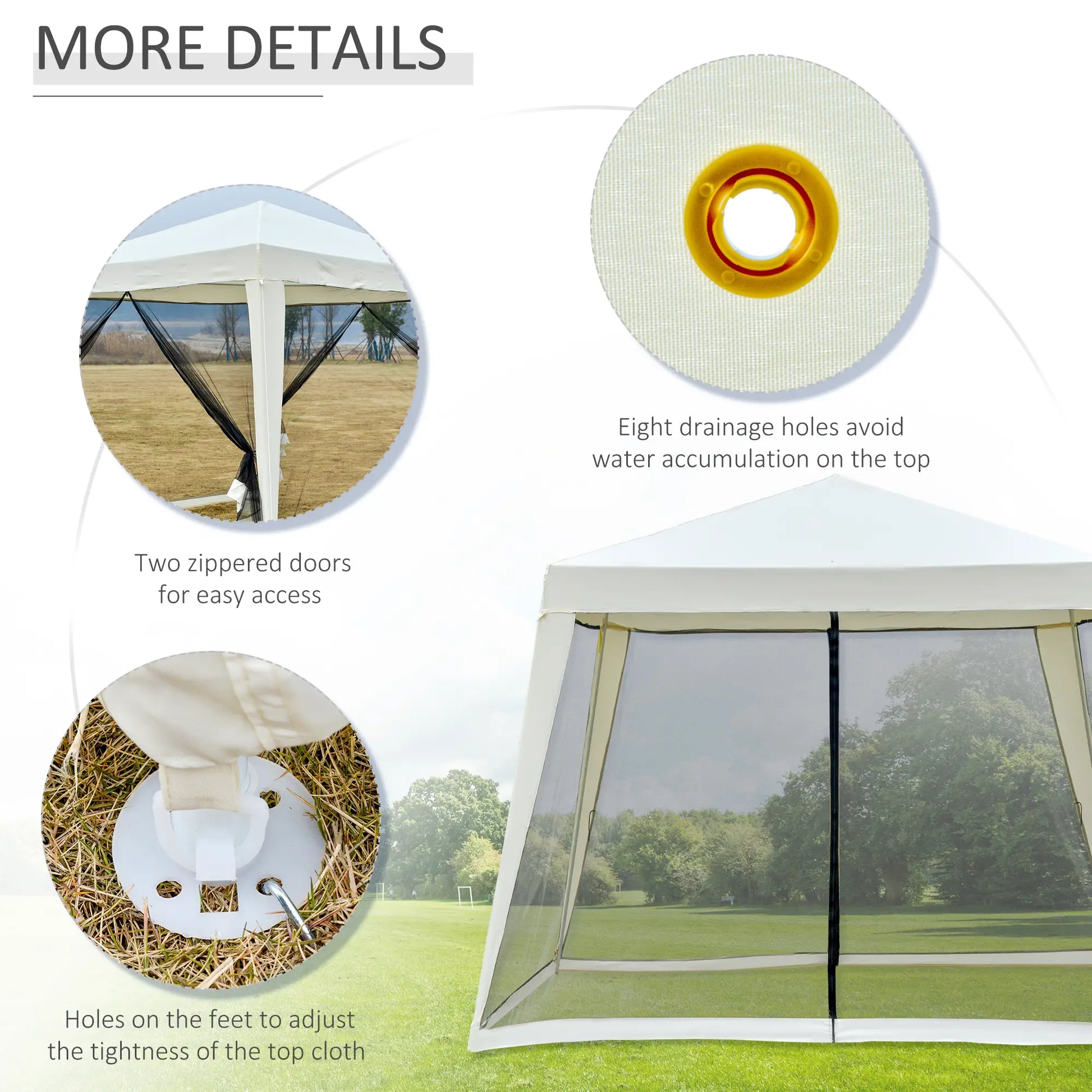 10x10ft Party Tent Canopy with Netting, Outdoor Gazebo, Beige Canopy Tents at Gallery Canada