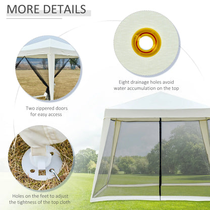 10x10ft Party Tent Canopy with Netting, Outdoor Gazebo, Beige Canopy Tents at Gallery Canada