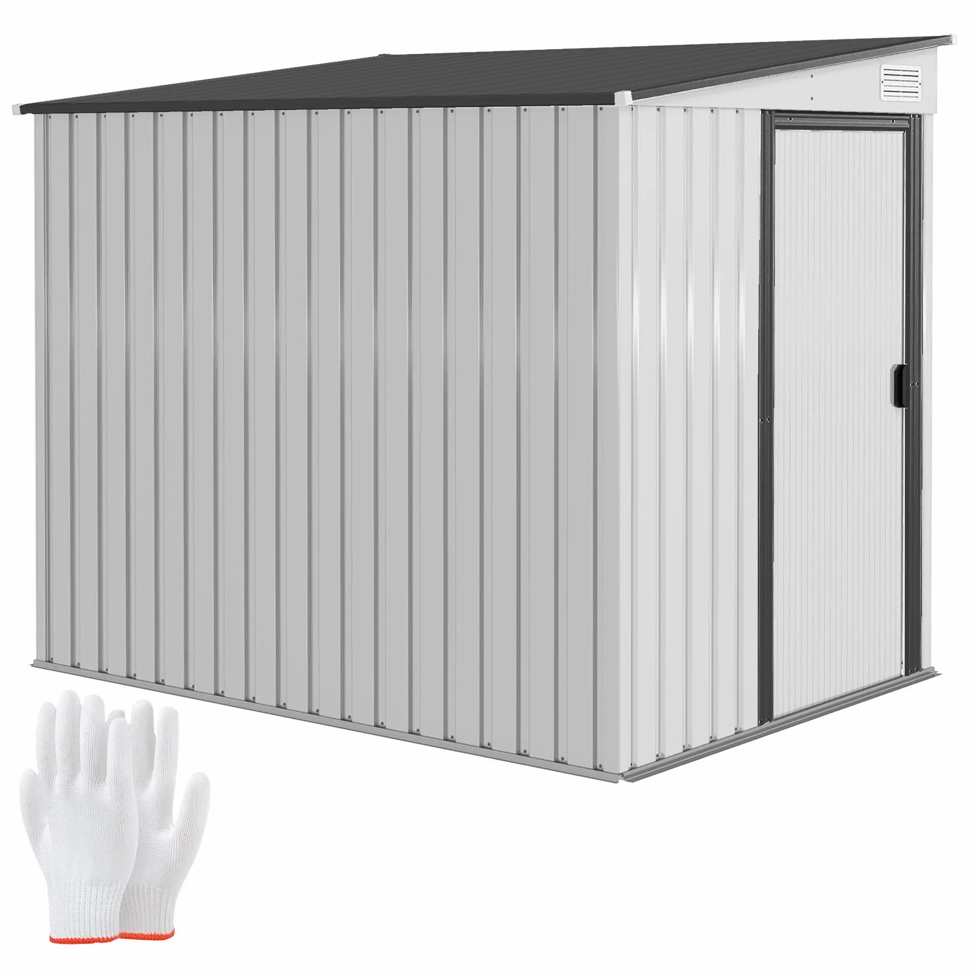 5'x7' Lean to Metal Shed, Sliding Door, 2 Vents, White Sheds at Gallery Canada