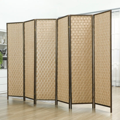 6 FT Room Divider, 6 Panel Folding Privacy Screen, Brown