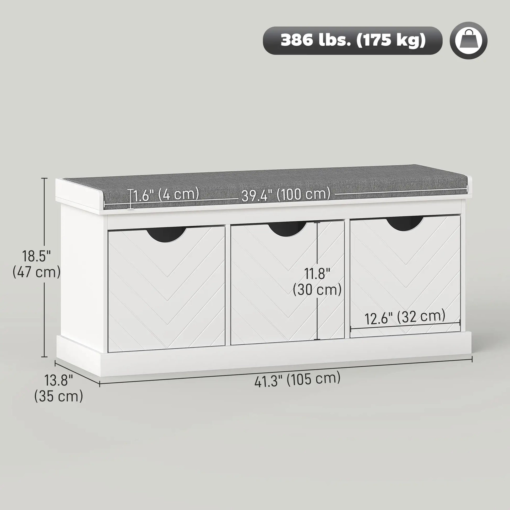 Shoe Storage Bench, 3 Drawers, Padded Seat, White Shoe Storage Cabinets & Racks at Gallery Canada