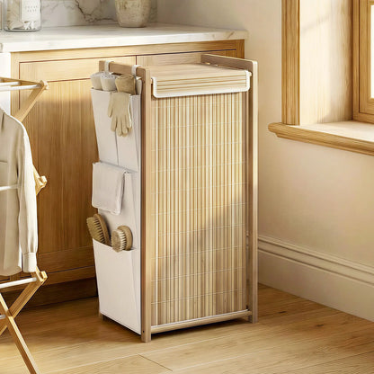 Bamboo Laundry Hamper with Removable Drawstring Bag and Side Storage Pockets, 19.8 Gal, Natural Bath Accessories at Gallery Canada