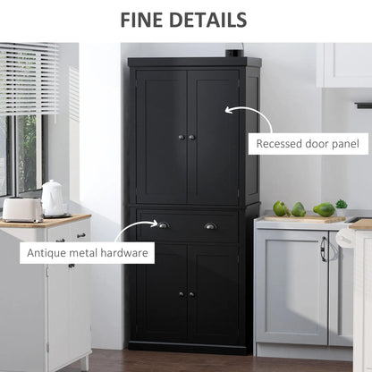 Standing Kitchen Cabinet, 2 Drawers, MDF Board, Black Kitchen Pantry Cabinets at Gallery Canada