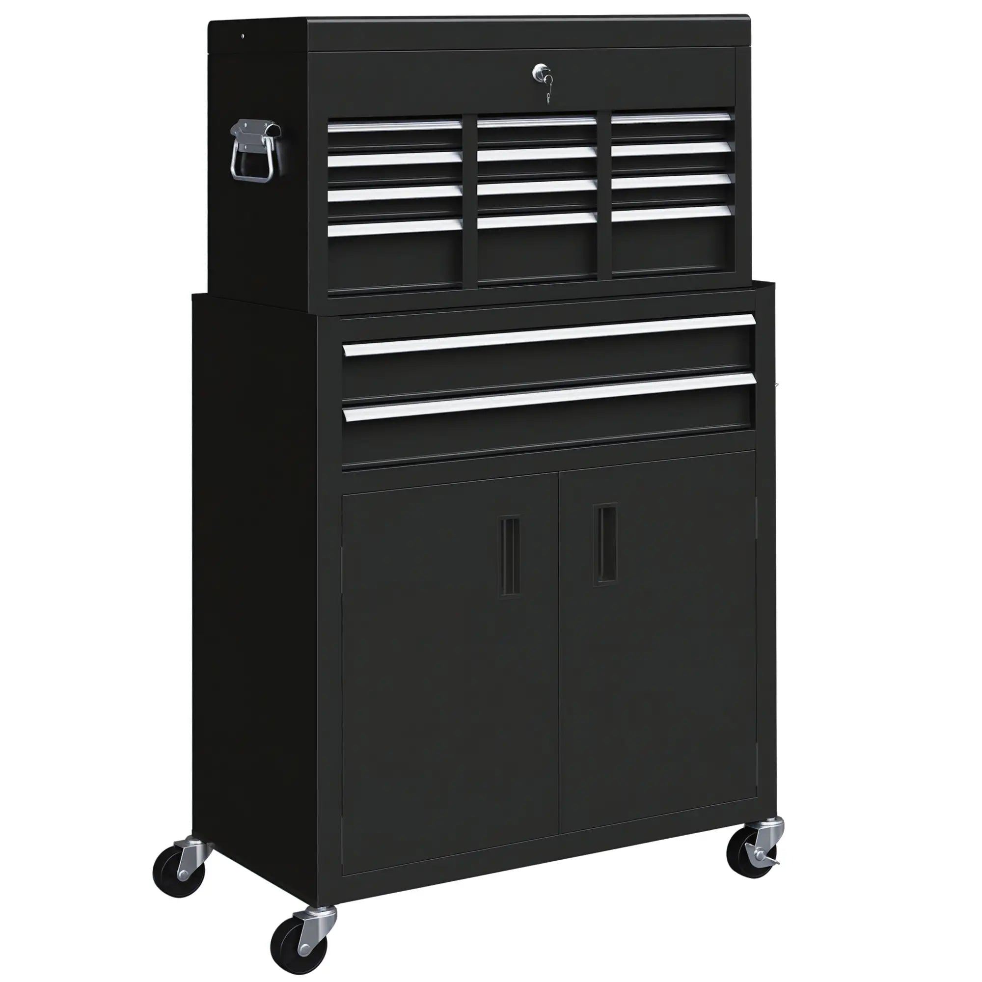 6-Drawer Rolling Tool Chest, Lockable Storage Cabinet with Hooks, Black Tool Organizers at Gallery Canada
