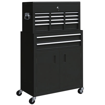 6-Drawer Rolling Tool Chest, Lockable Storage Cabinet with Hooks, Black Tool Organizers at Gallery Canada
