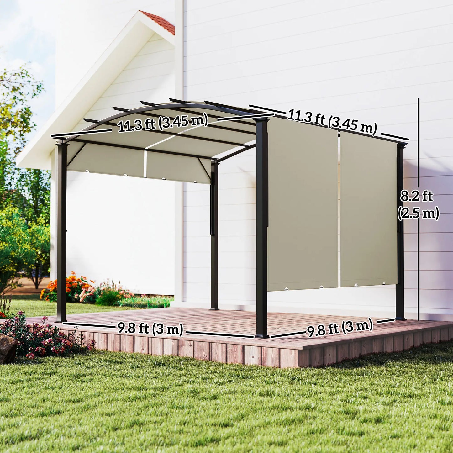 11' x 11' Retractable Pergola Canopy, Patio Backyard, Beige Pergolas at Gallery Canada