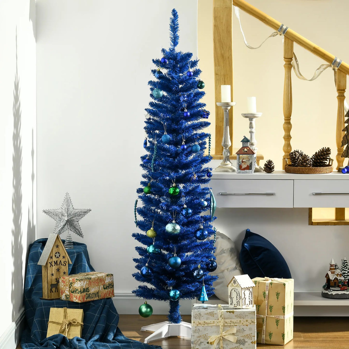 5ft Pencil Christmas Tree, Skinny Artificial, Deep Blue Pencil Christmas Trees at Gallery Canada