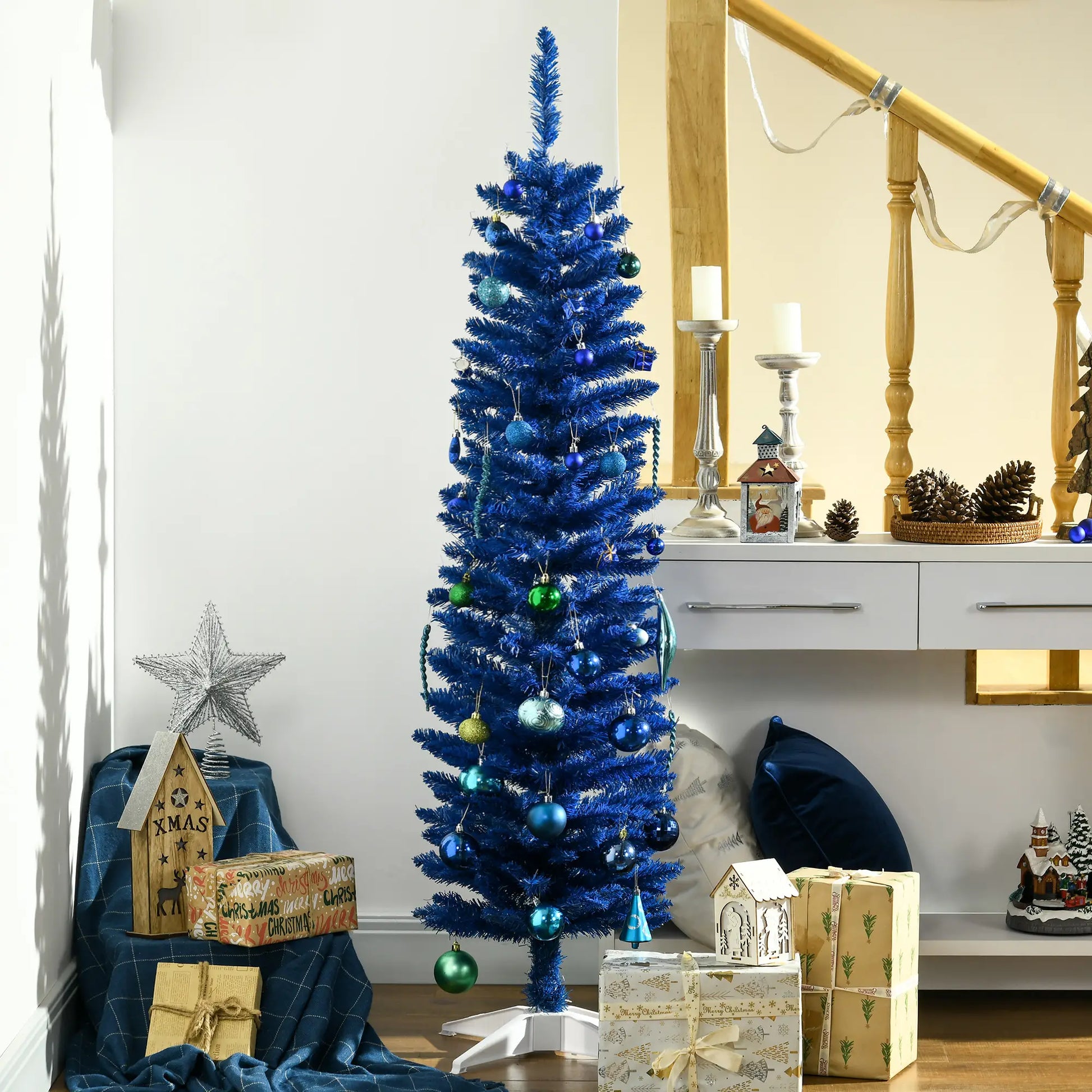 5ft Pencil Christmas Tree, Skinny Artificial, Deep Blue Pencil Christmas Trees at Gallery Canada