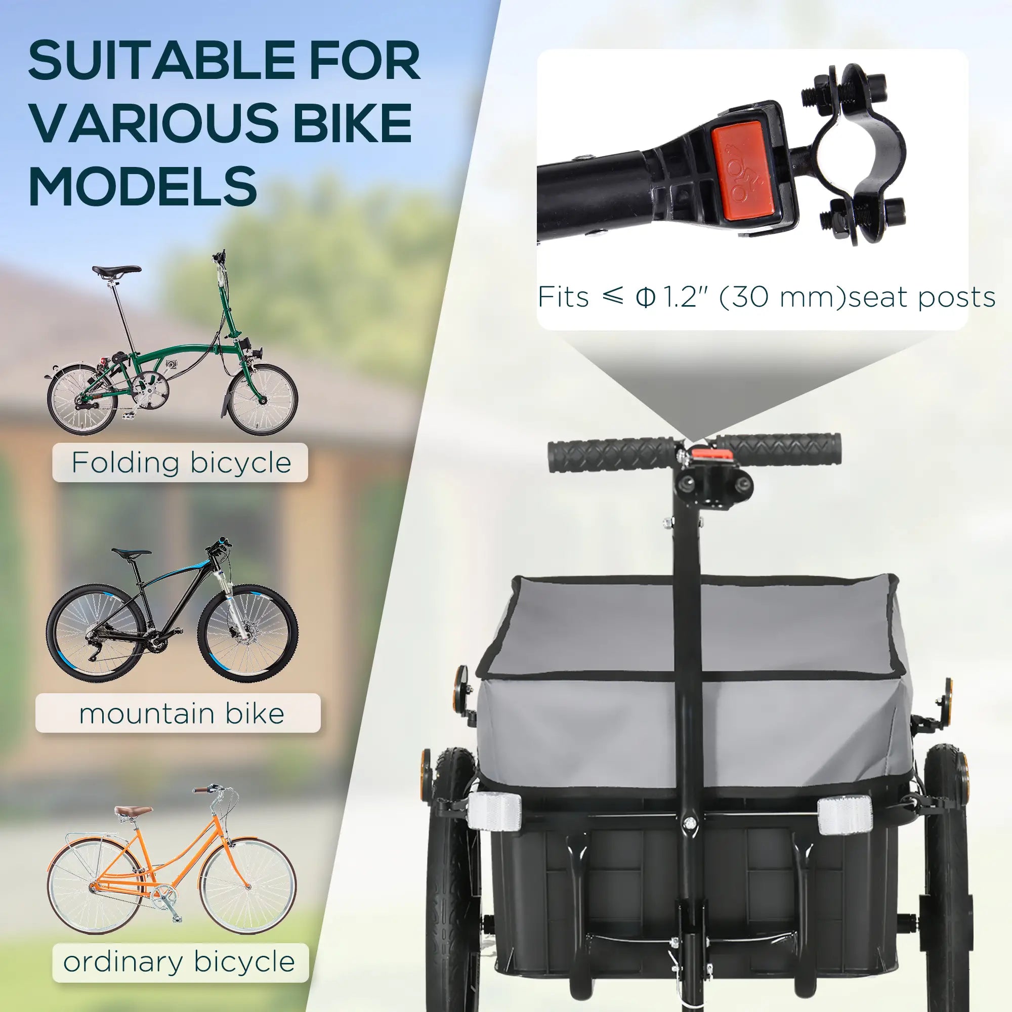 Multi-Functional Bike Trailer, Steel, Large, Grey Bike Cargo Trailers at Gallery Canada
