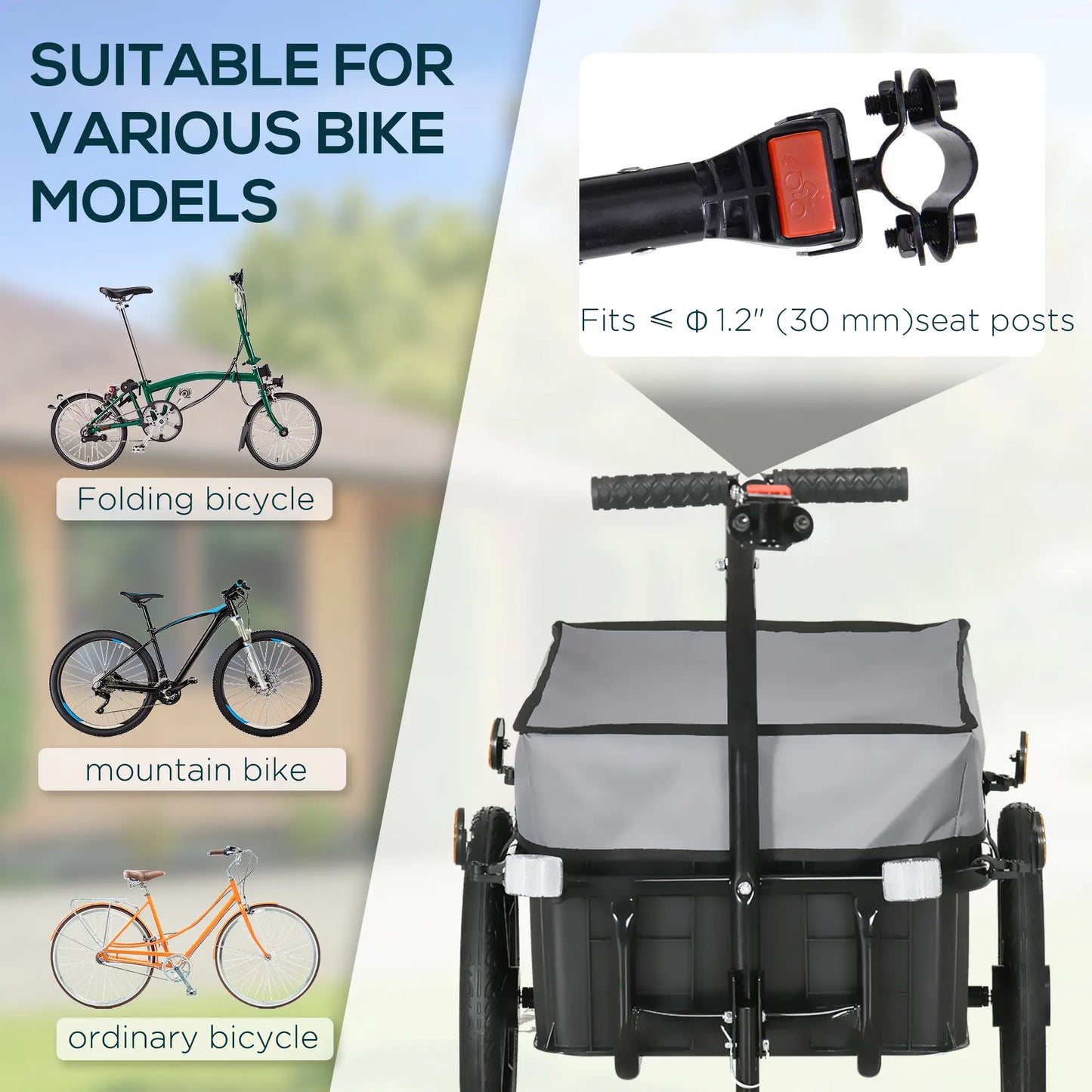 Multi-Functional Bike Trailer, Steel, Large, Grey Bike Cargo Trailers at Gallery Canada