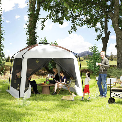 10' x 10' Screen Tent, UV50+ Protection, Fits 6-8 People, White Pop Up Canopies at Gallery Canada