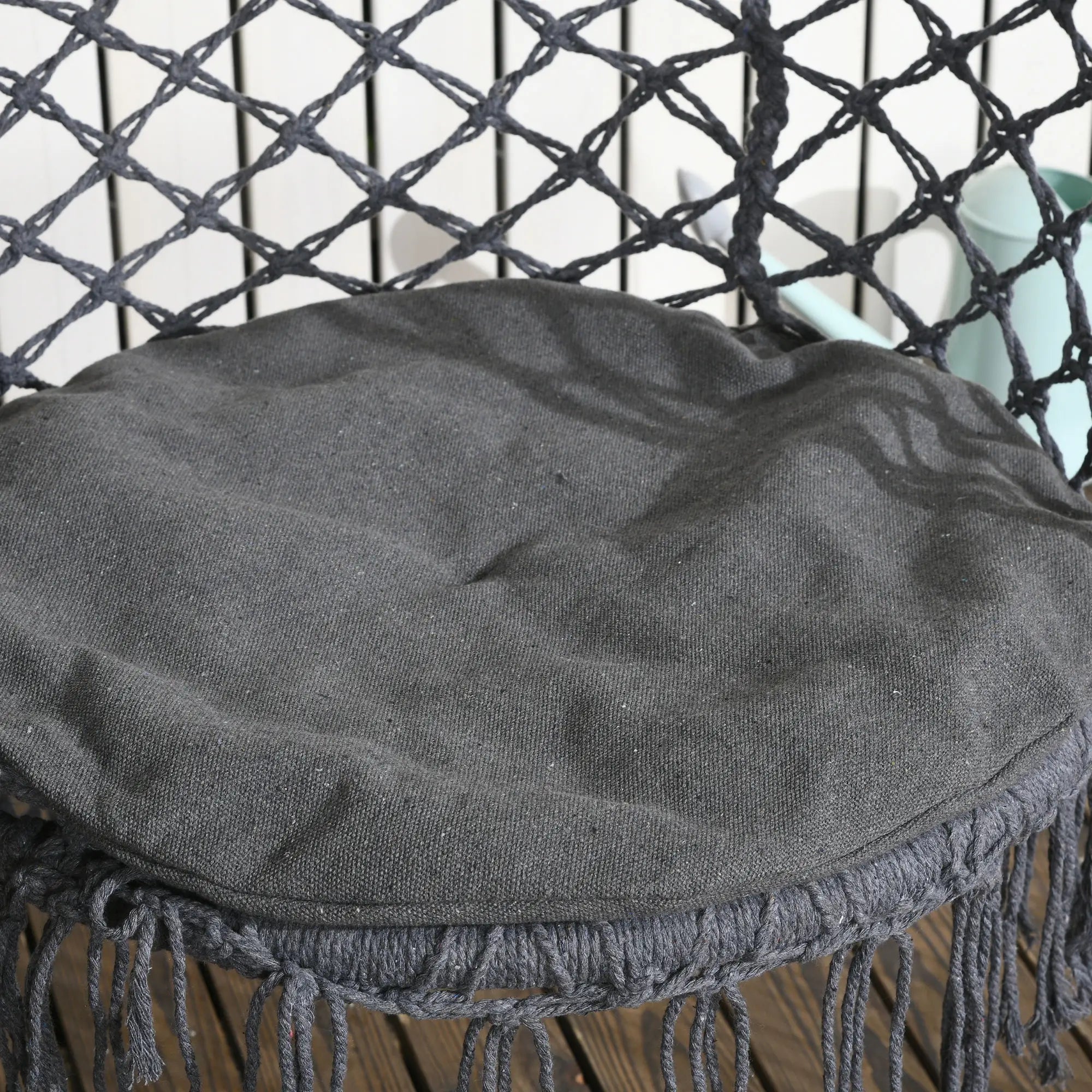 Hanging Hammock Chair, Cotton Rope with Metal Frame, Large, Dark Grey Hammock Swings at Gallery Canada