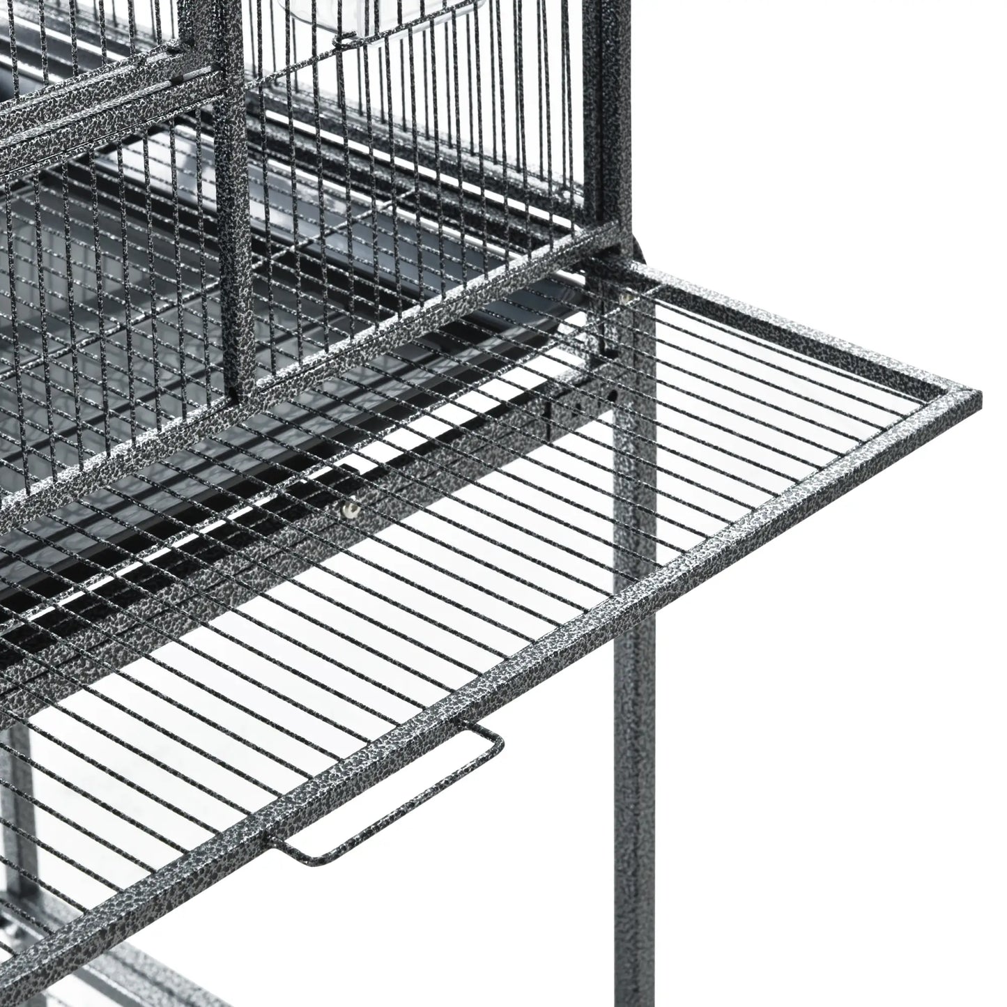 30'' Large Rolling Metal Bird Cage, Detachable Stand, Storage Shelf, Black Bird Cages at Gallery Canada