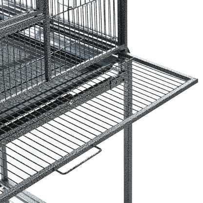 30'' Large Rolling Metal Bird Cage, Detachable Stand, Storage Shelf, Black Bird Cages at Gallery Canada