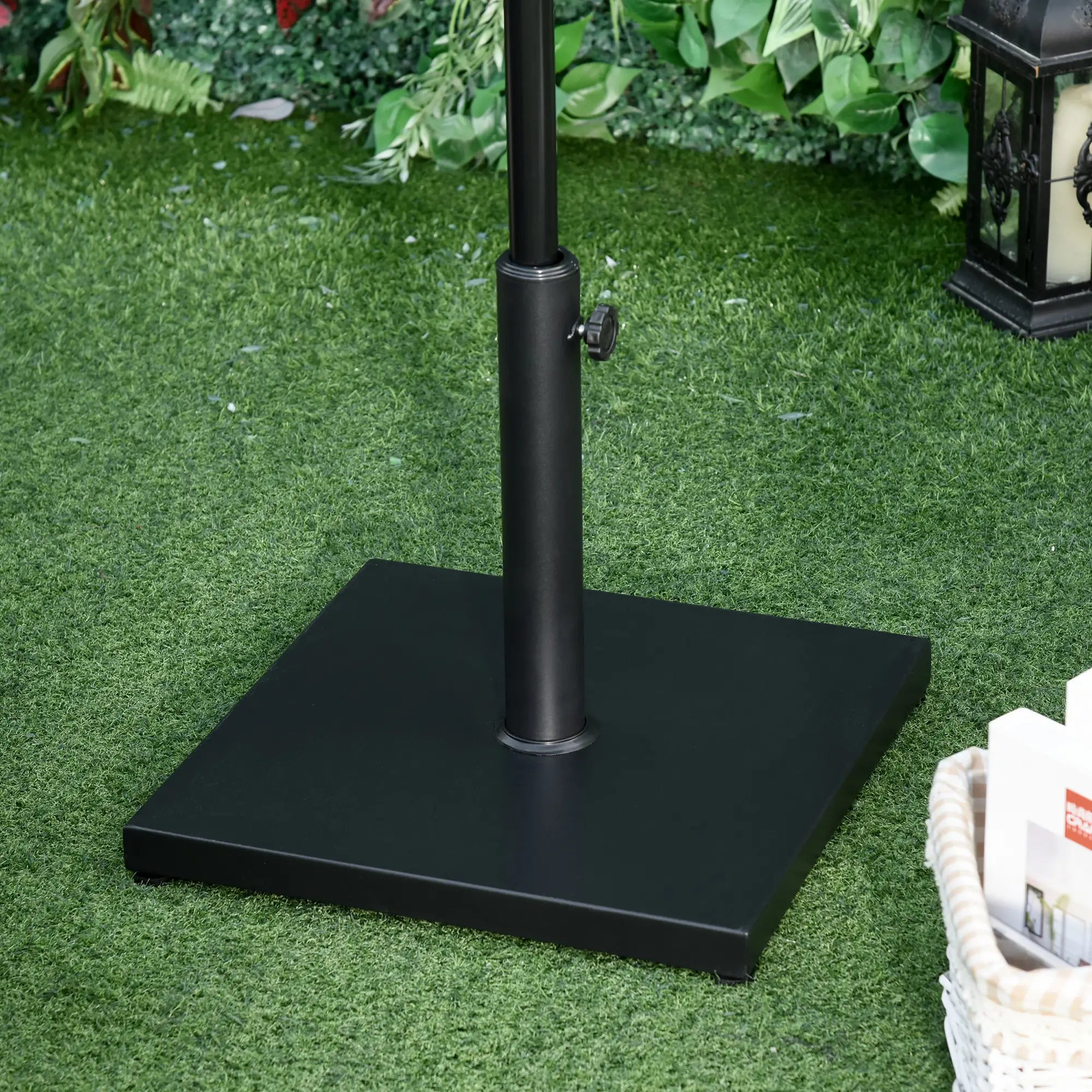 40 lbs Steel Square Parasol Stand Base, Adjustable Knob, Black Umbrella Bases at Gallery Canada