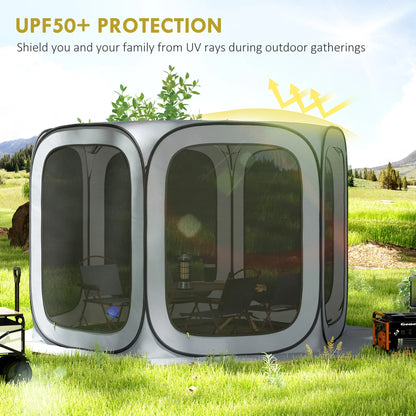 11 x 11ft Pop Up Screen Tent, UPF50+ Portable Gazebo, Light Grey Camping Tents at Gallery Canada