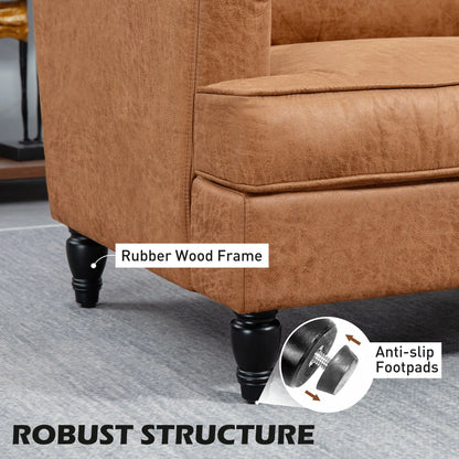 Modern Accent Chair, Microfiber Cloth Armchair with Turned Legs and Wide Seat, Comfy Chair for Living Room, Brown Accent Chairs at Gallery Canada