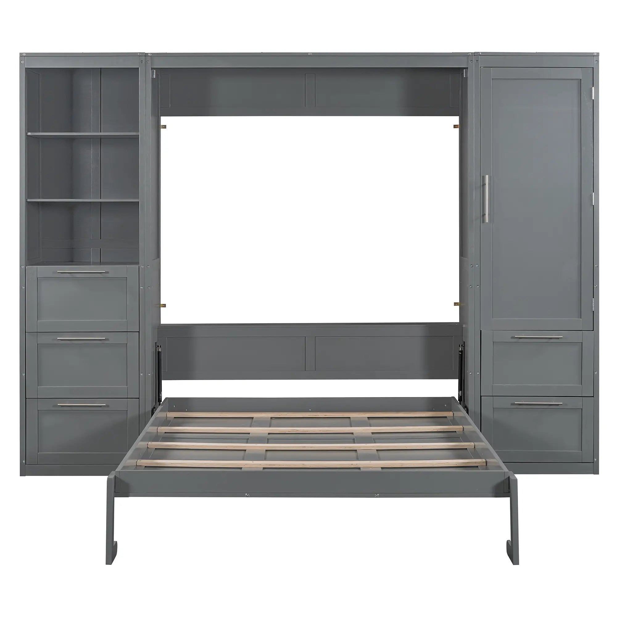 Murphy Bed with Closet, Drawers, Shelves, 120