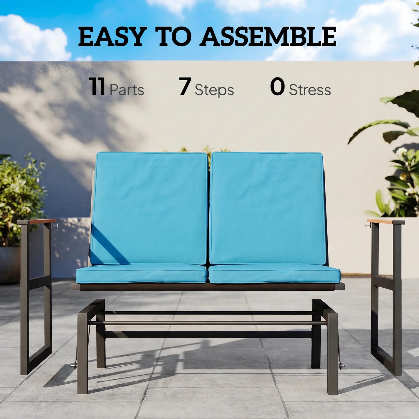 Outdoor Glider Bench For 2, With Thick Cushions, Navy Blue Outdoor Gliders at Gallery Canada