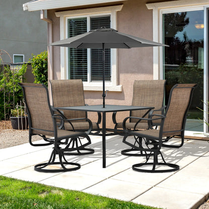 5-Piece Outdoor Patio Dining Set, 4 Swivel Rocker Chairs, 37" x 37" Table, Black Bistro Sets at Gallery Canada