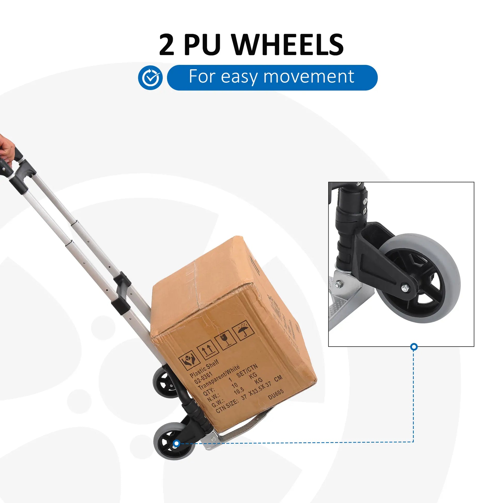 Folding Hand Truck, 2 Wheels, Heavy Duty, 3 Level Handle, 154lbs Capacity, Aluminum Folding Hand Trucks at Gallery Canada