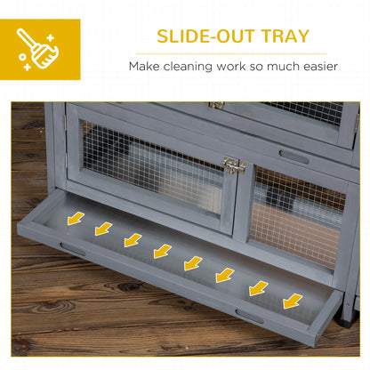 65" Wooden Rabbit Hutch, Openable Roof, Storage Box, Dark Grey Rabbit Hutch at Gallery Canada