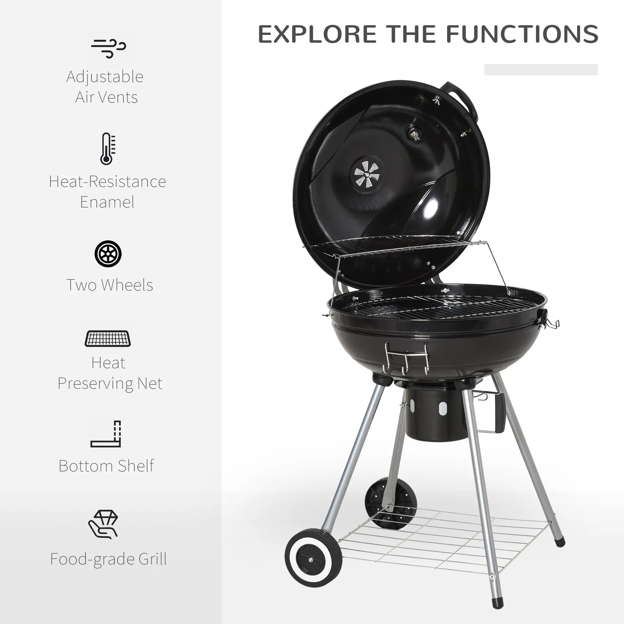 Portable Kettle Charcoal Grill, Outdoor BBQ Barbecue Charcoal BBQ Grils at Gallery Canada