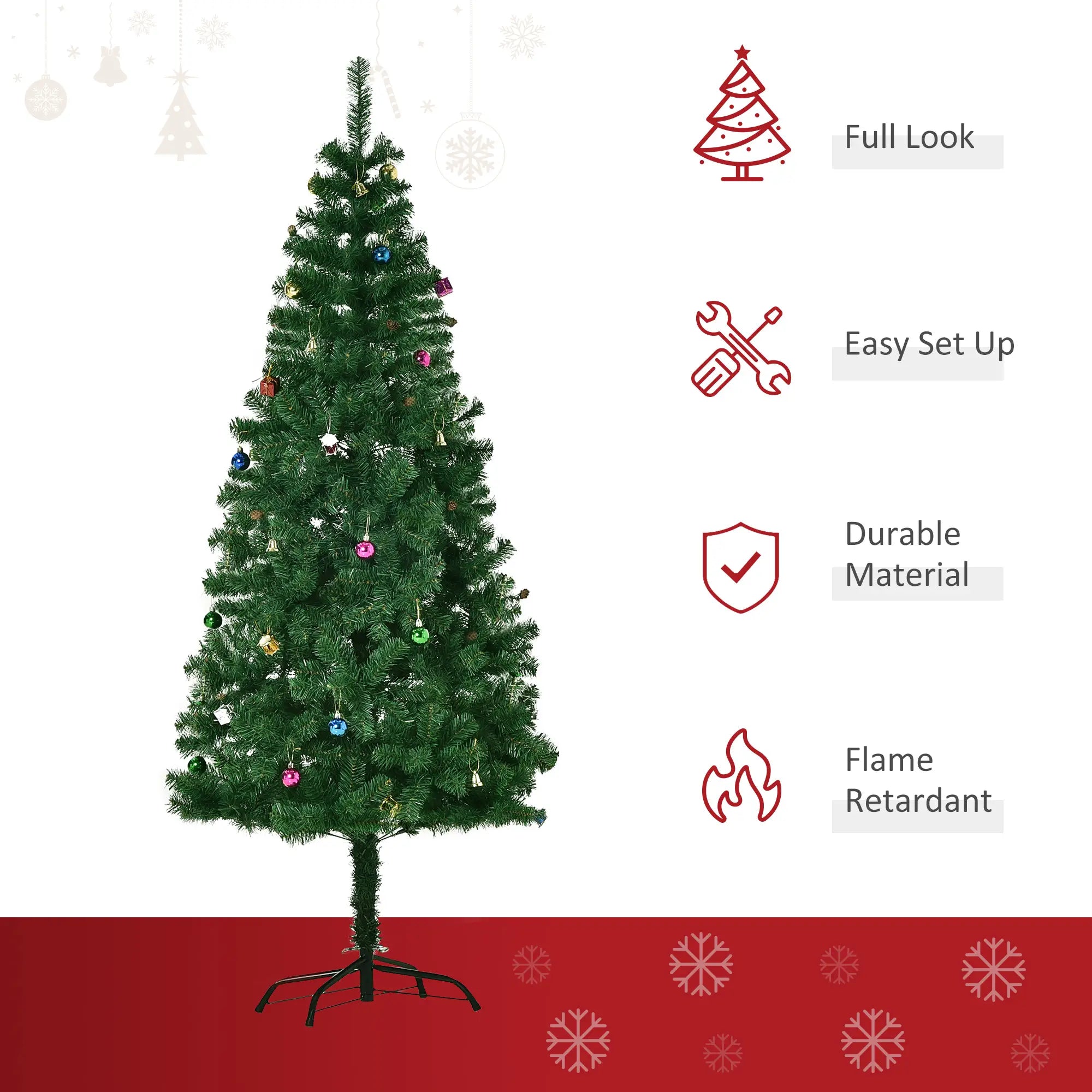 6ft Artificial Christmas Tree, Holiday Party Decor with Ornaments, Green Artificial Christmas Trees at Gallery Canada