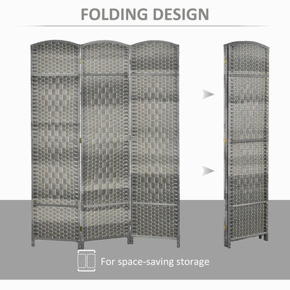 6 Ft Tall Folding Room Divider, 3 Panel Portable Privacy Screen, Mixed Grey Room Dividers at Gallery Canada
