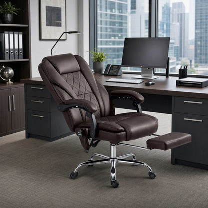 Massage Office Chair, Reclining Computer Chair, Adjustable Height, Footrest, Dark Brown Massage Chairs at Gallery Canada