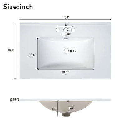 30" Bathroom Vanity, Single Undermount Sink, Soft-Close Doors, Black+White Sink Cabinets at Gallery Canada