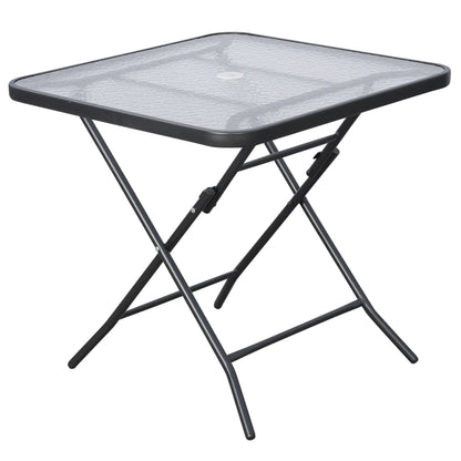 30" Square Outdoor Dining Table, Foldable, Water-Grain Glass Top, Black Patio Side Tables at Gallery Canada